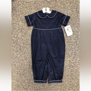 Classic Navy Kids Footie with White Trim
